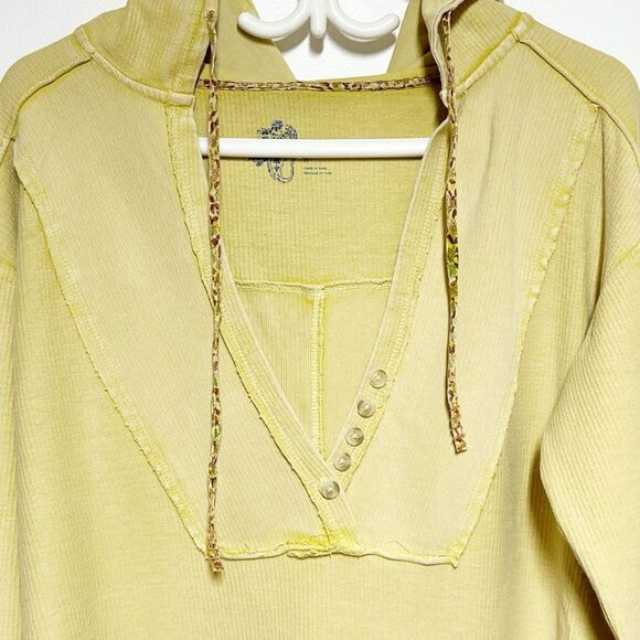 Anthropologie Pilcro Cotton V neck Hoodie Top Oversized XS - Picture 6 of 10